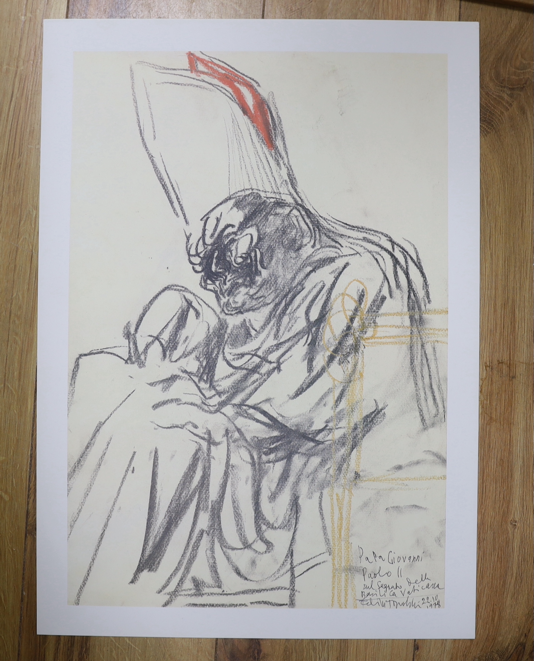Feliks Topolski (Polish, 1907-1989), folio of colour prints commemorating The Inauguration of His Holiness Pope John Paul II, 1978, limited edition 148/850, signed in pencil, 40 x 52cm